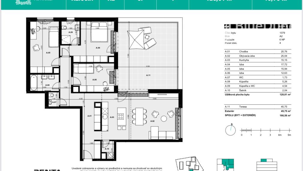 Predaj - priestranný 4-izbový byt s rozľahlou terasou BA IV